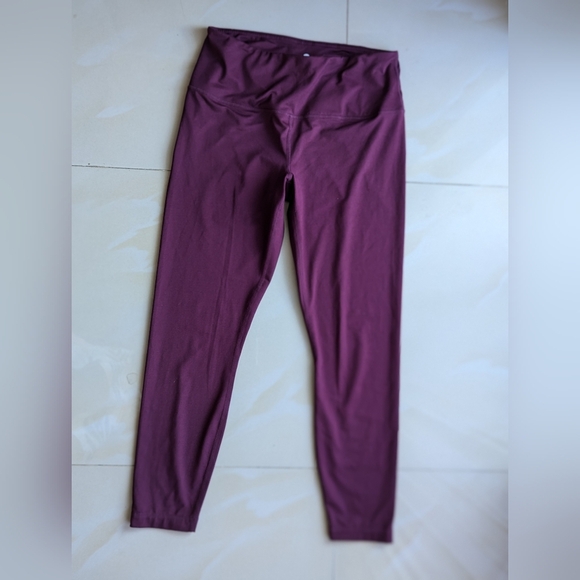 Velocity Womens activewear leggings ankle polyester spandex red wine lightweight - Picture 3 of 13